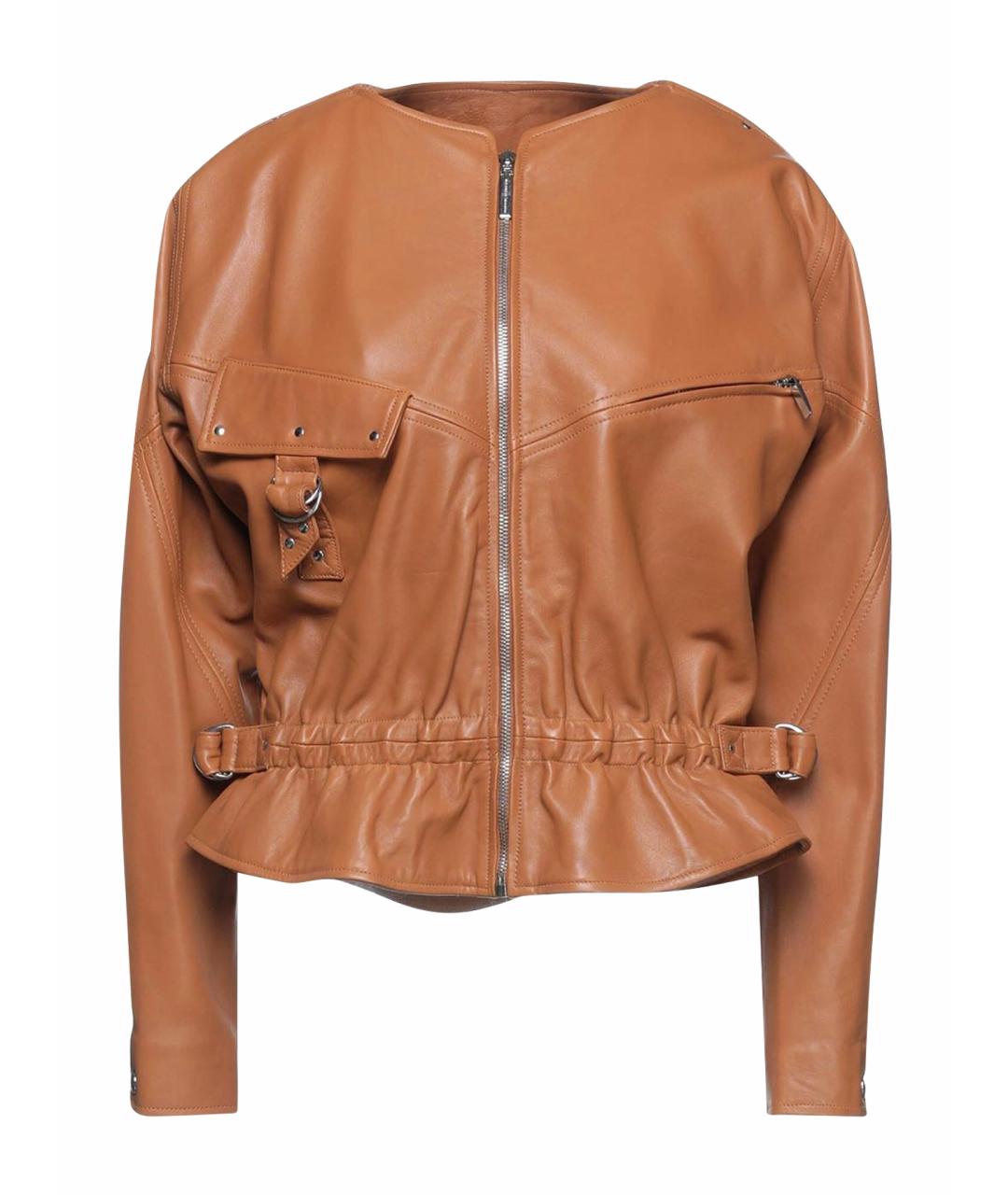 ALBERTA FERRETTI Коричневая кожаная куртка, фото 1