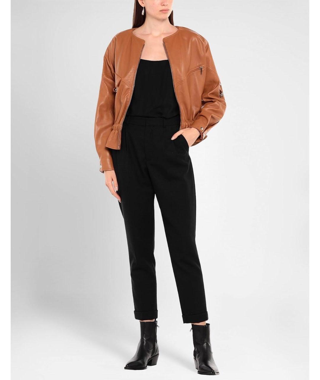 ALBERTA FERRETTI Коричневая кожаная куртка, фото 3