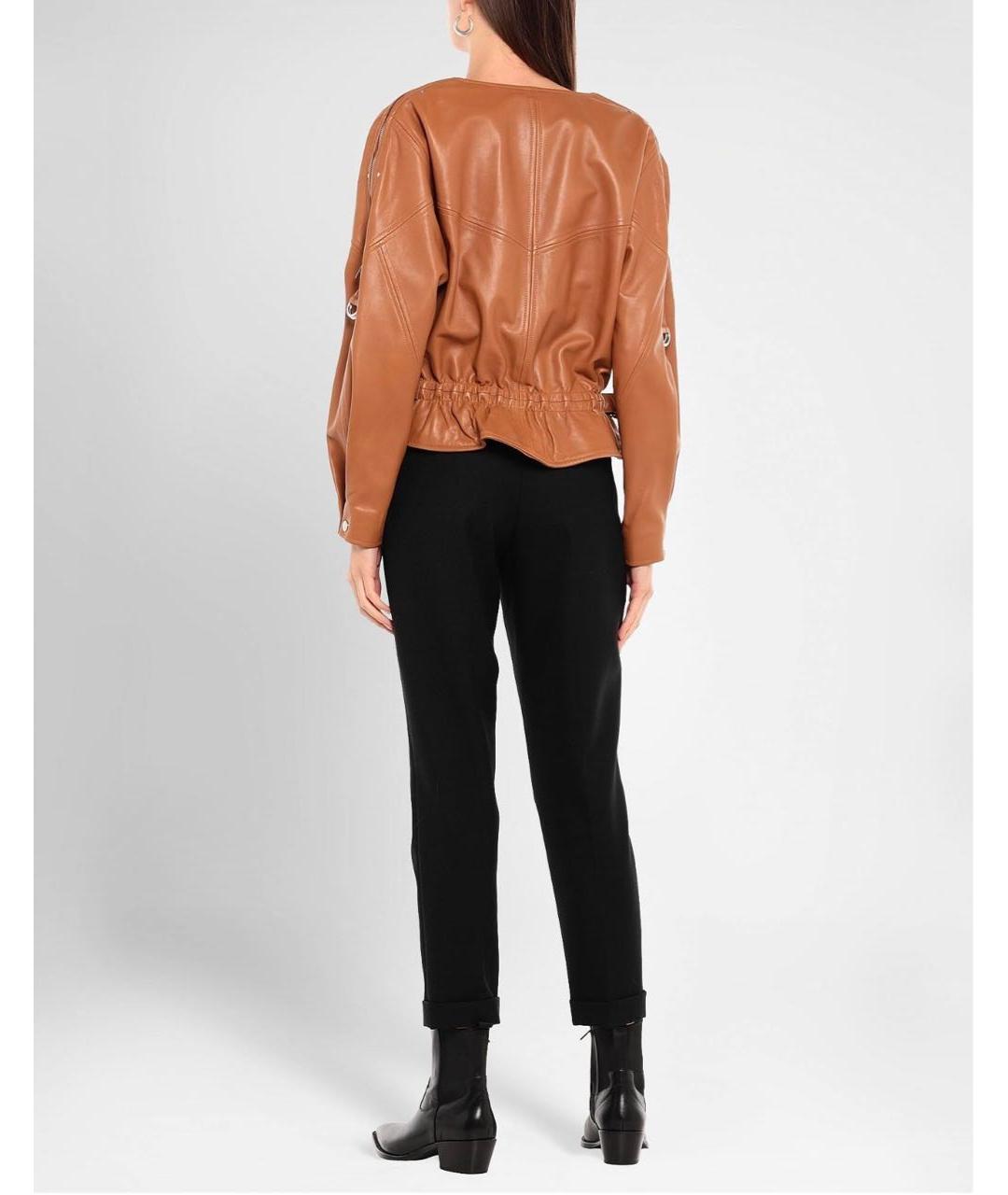 ALBERTA FERRETTI Коричневая кожаная куртка, фото 4