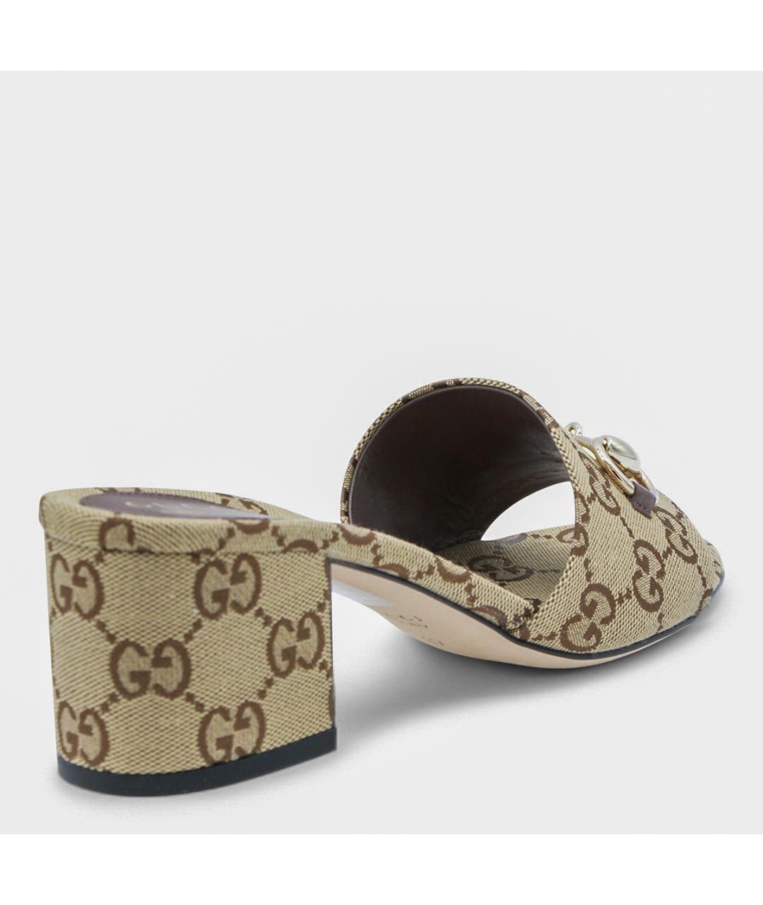 GUCCI Бежевые текстильные мюли, фото 3