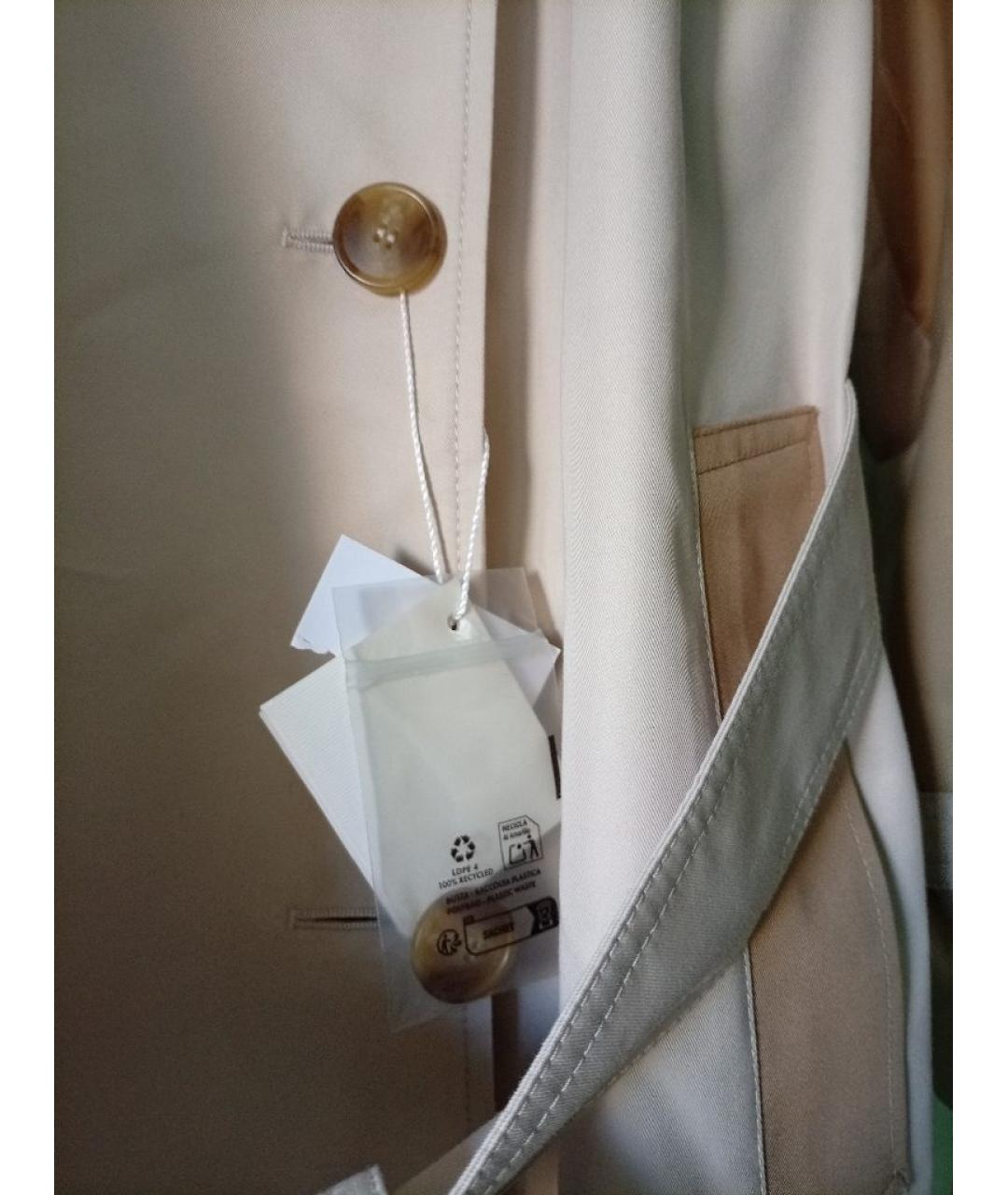 WEEKEND MAX MARA Бежевый хлопковый тренч/плащ, фото 4