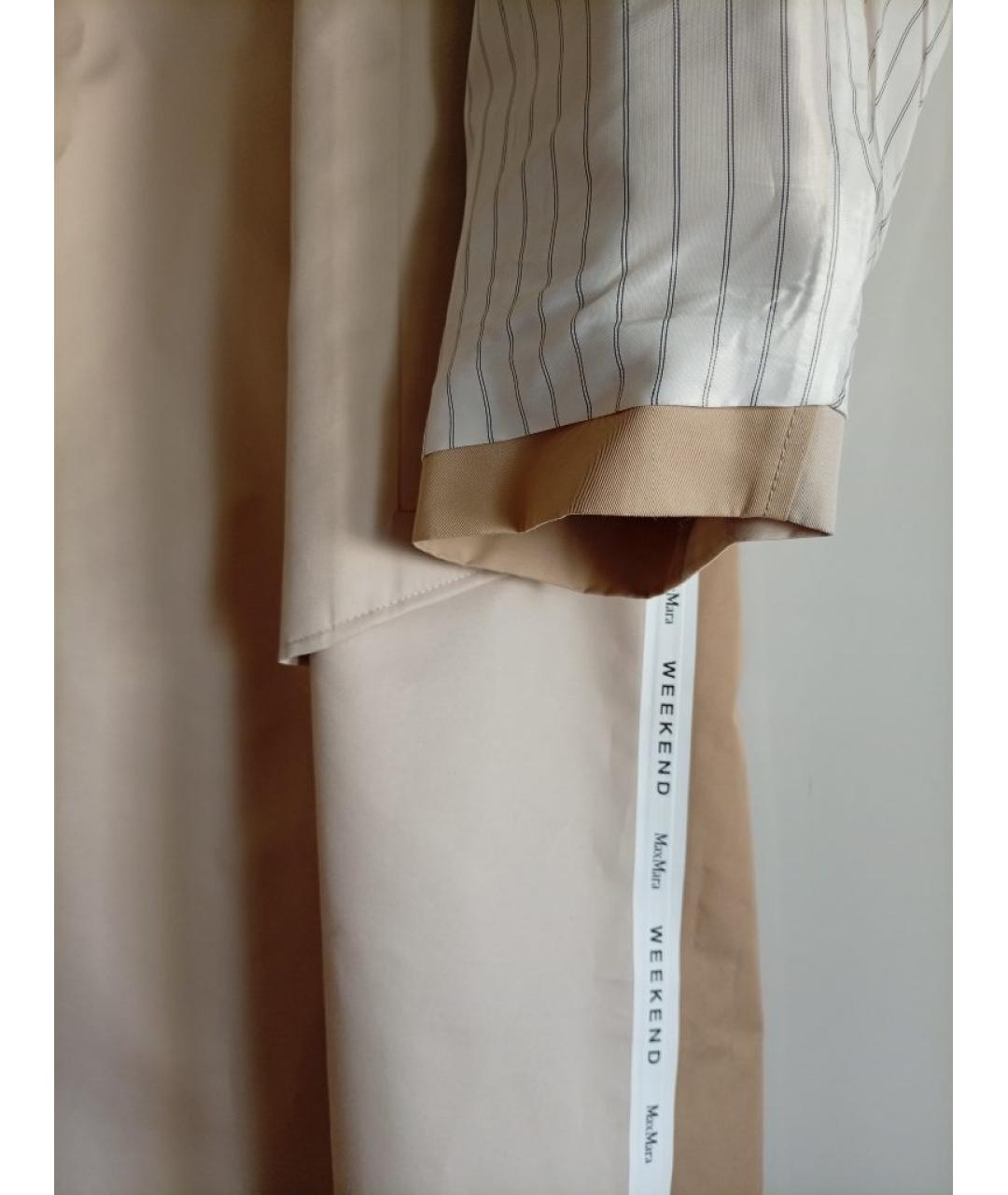 WEEKEND MAX MARA Бежевый хлопковый тренч/плащ, фото 3
