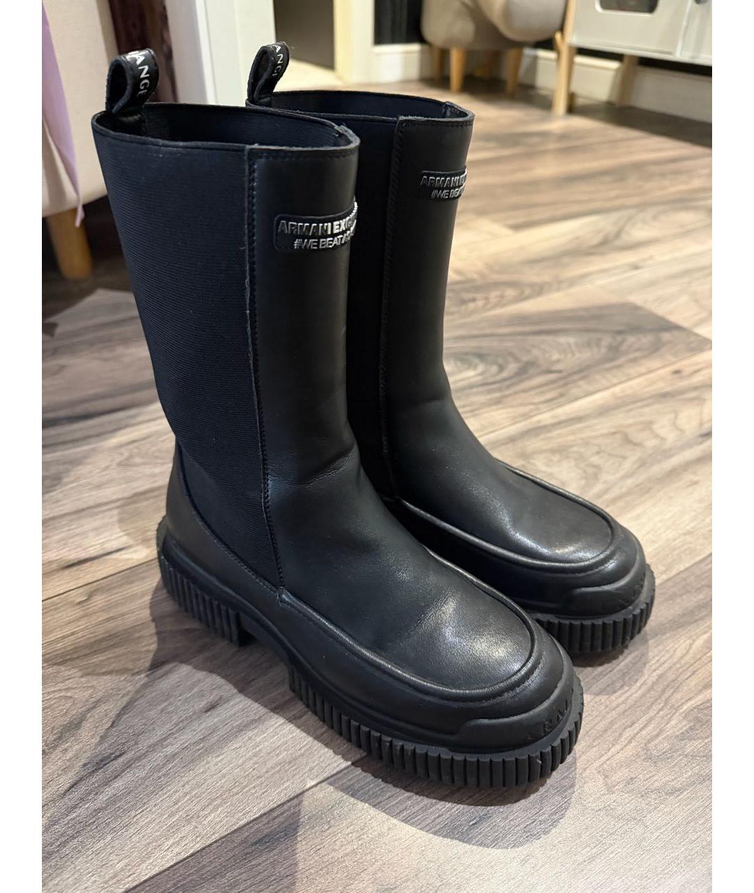 ARMANI EXCHANGE Черные кожаные полусапоги, фото 5