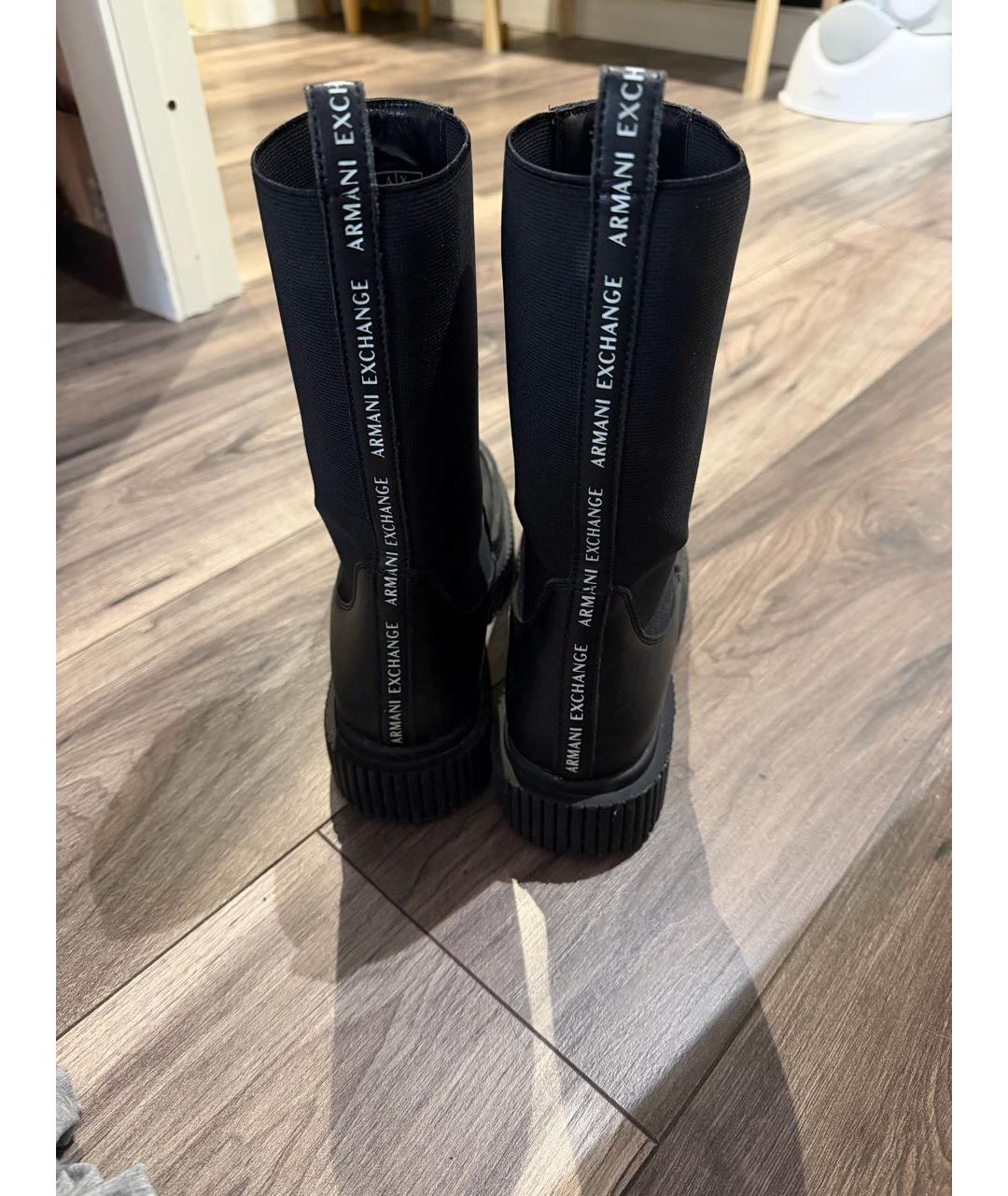 ARMANI EXCHANGE Черные кожаные полусапоги, фото 4