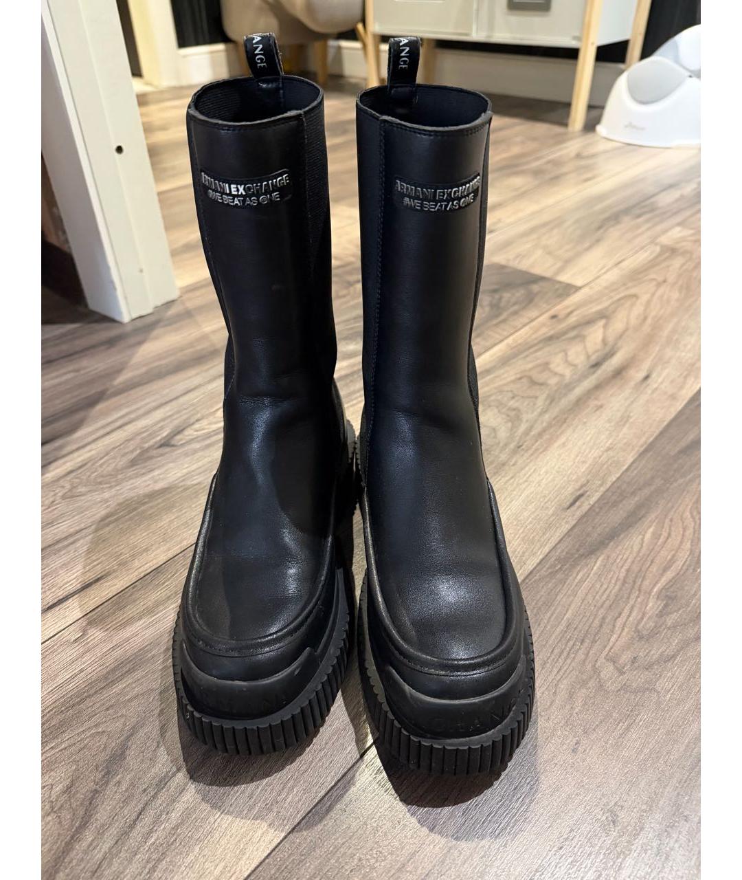 ARMANI EXCHANGE Черные кожаные полусапоги, фото 2