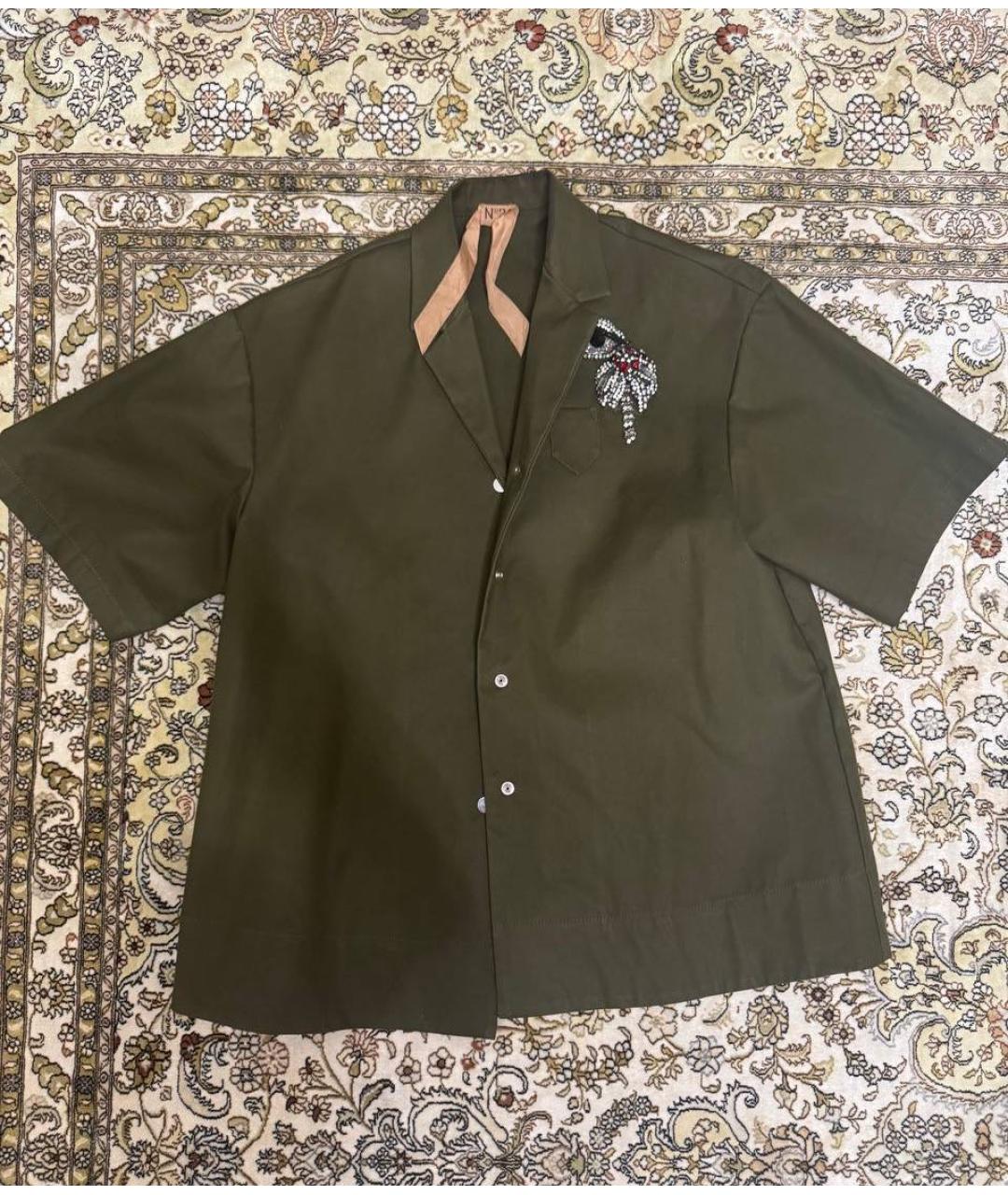 NO. 21 Хаки хлопковая рубашка, фото 4