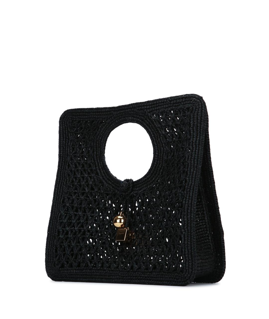 JACQUEMUS Черная пелетеная сумка с короткими ручками, фото 2