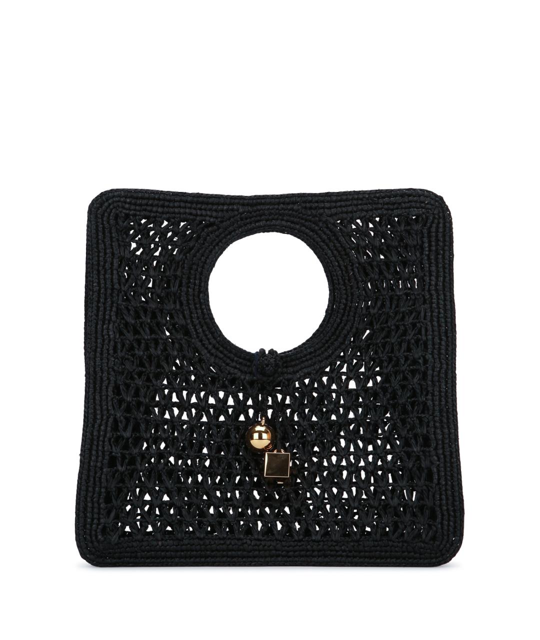 JACQUEMUS Черная пелетеная сумка с короткими ручками, фото 1