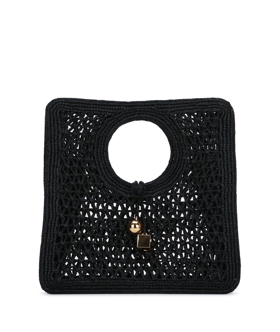 JACQUEMUS Черная пелетеная сумка с короткими ручками, фото 3
