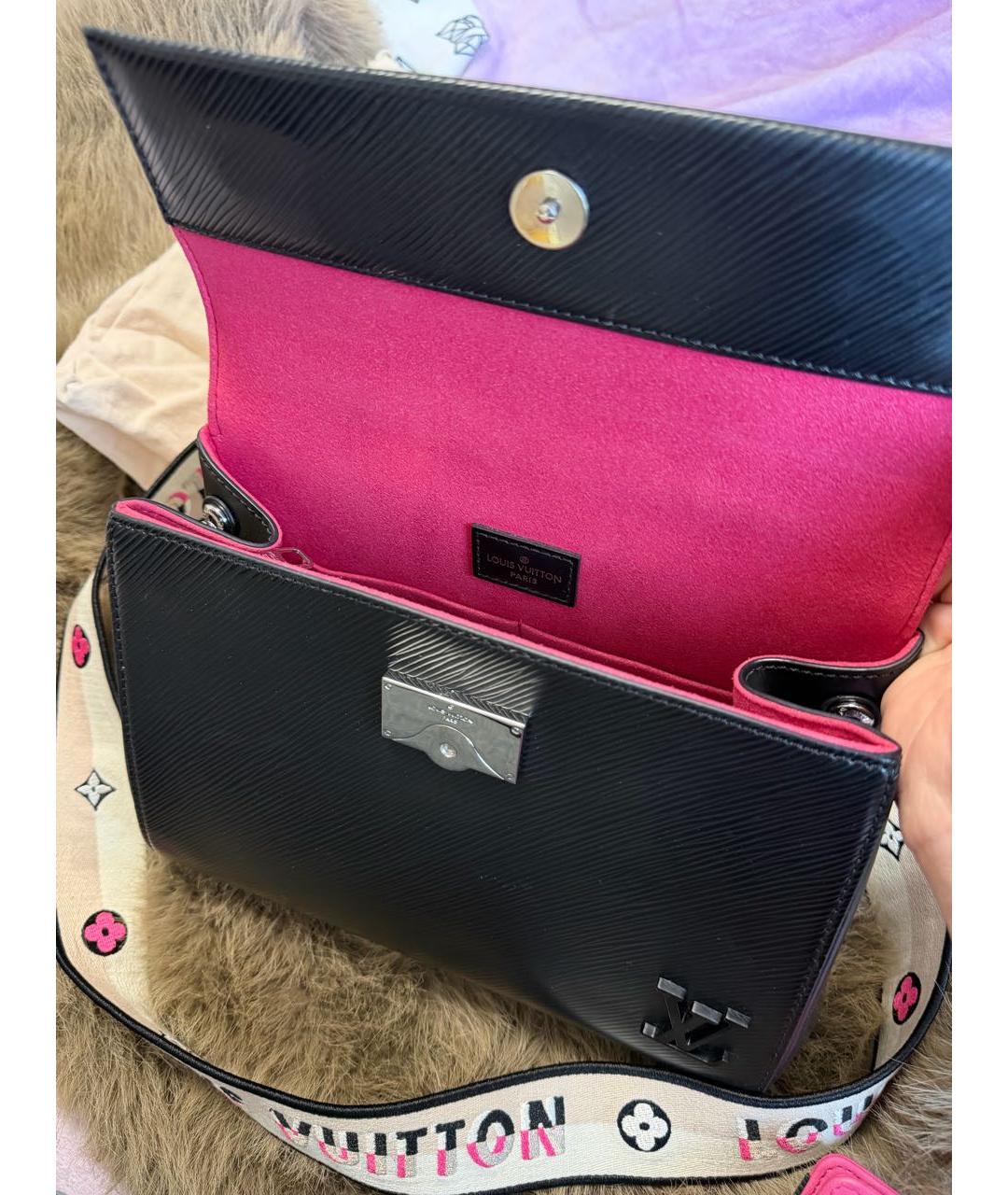 LOUIS VUITTON Черная кожаная сумка тоут, фото 4