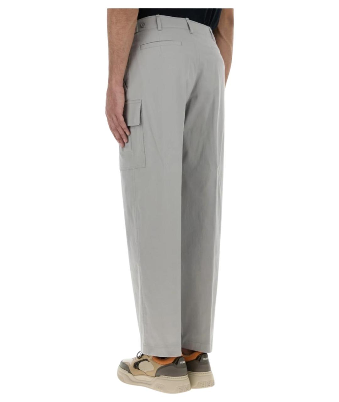 FENDI Серые хлопковые повседневные брюки, фото 4