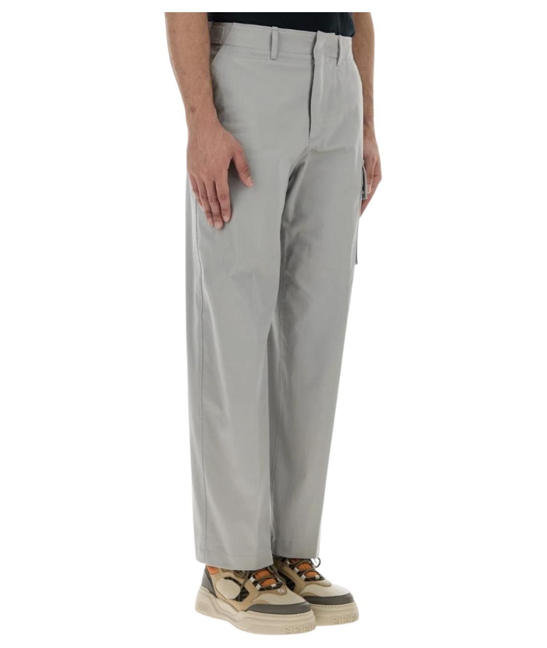 FENDI Серые хлопковые повседневные брюки, фото 3