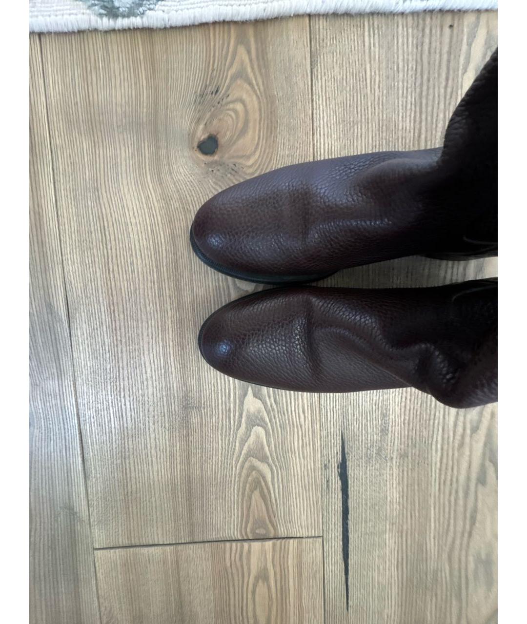 LOUIS VUITTON Коричневые кожаные сапоги, фото 3