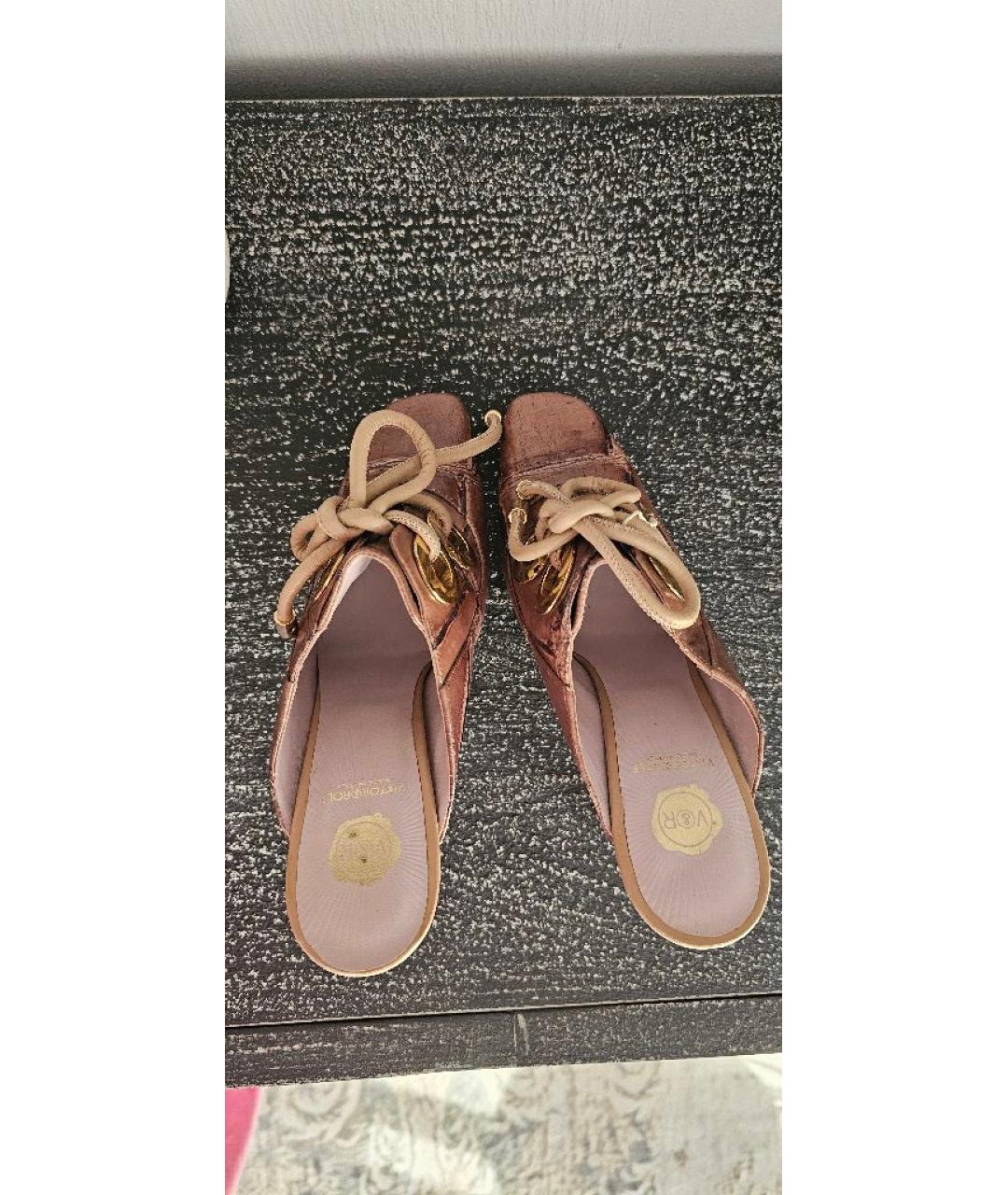 VIKTOR & ROLF Коричневые кожаные сабо, фото 3