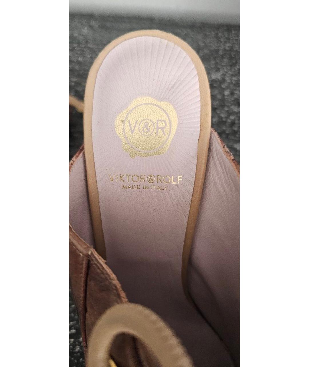 VIKTOR & ROLF Коричневые кожаные сабо, фото 5