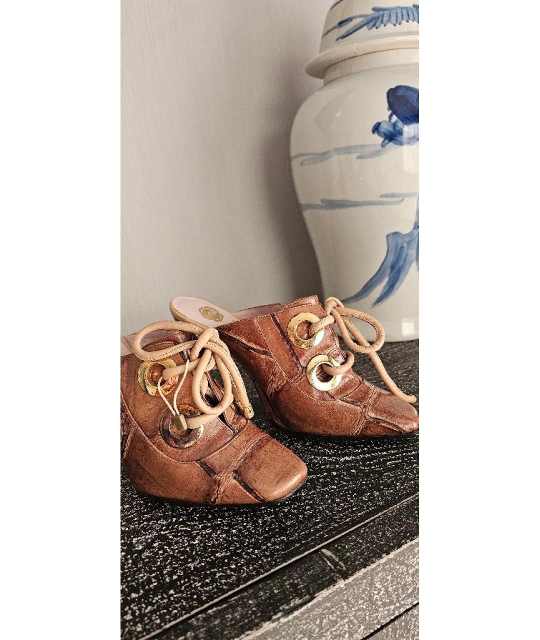 VIKTOR & ROLF Коричневые кожаные сабо, фото 6