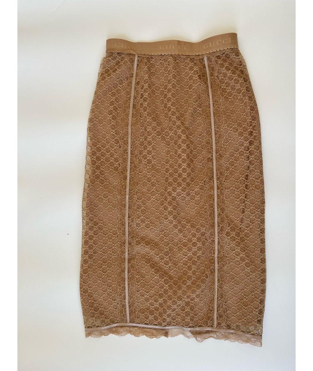 GUCCI Бежевая хлопковая юбка миди, фото 5