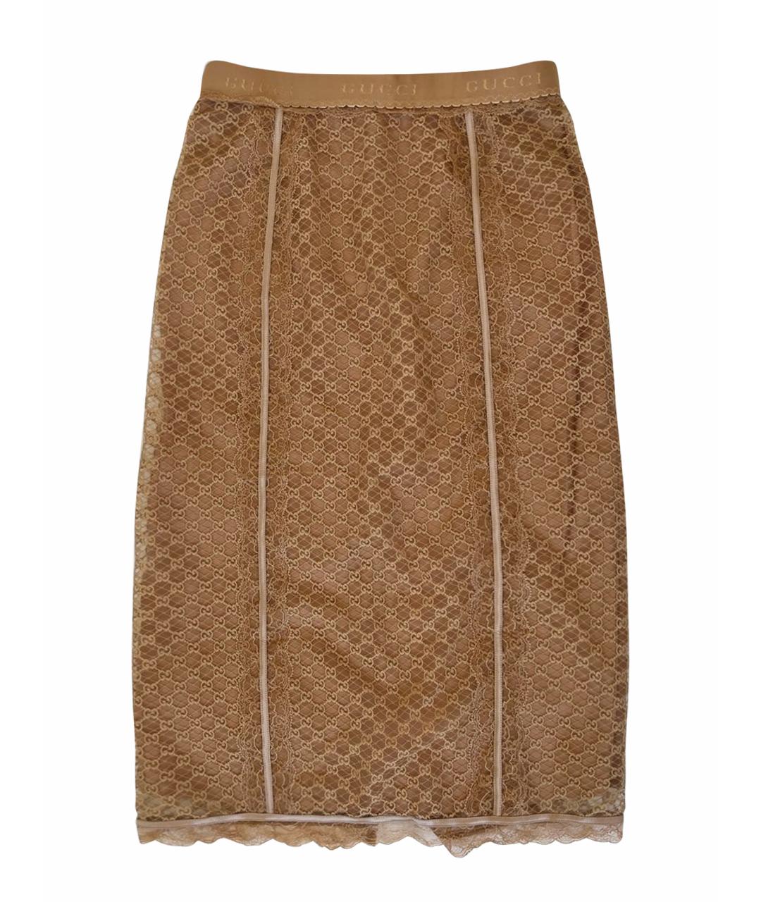 GUCCI Бежевая хлопковая юбка миди, фото 1