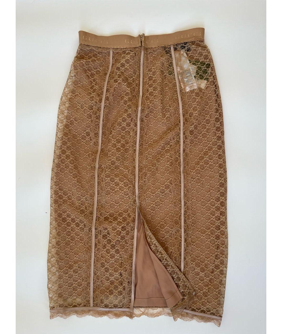 GUCCI Бежевая хлопковая юбка миди, фото 2