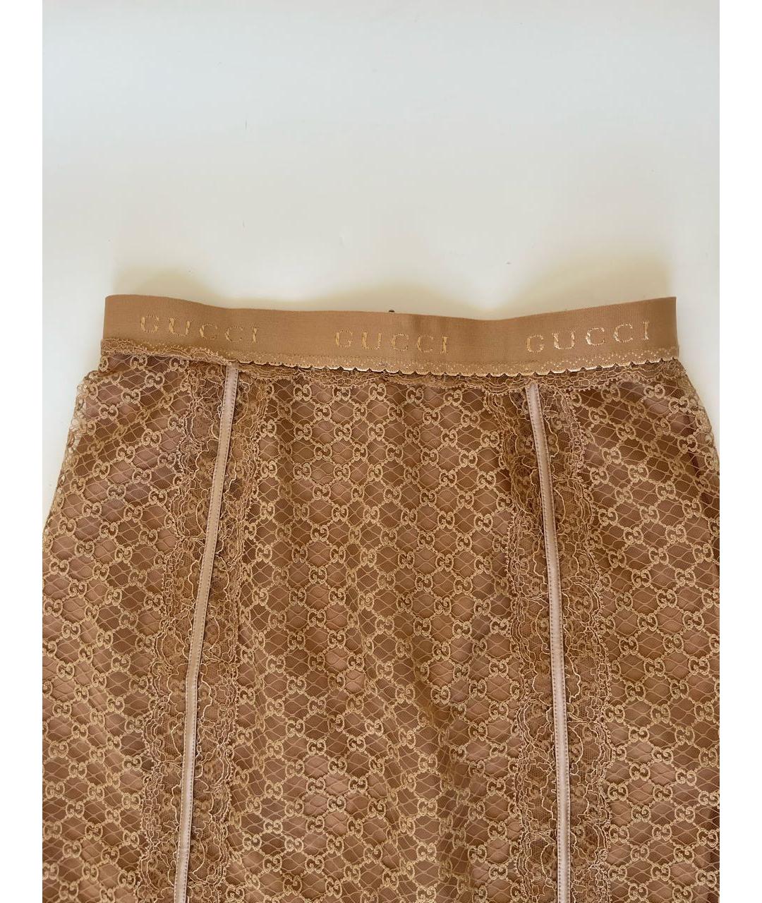 GUCCI Бежевая хлопковая юбка миди, фото 4