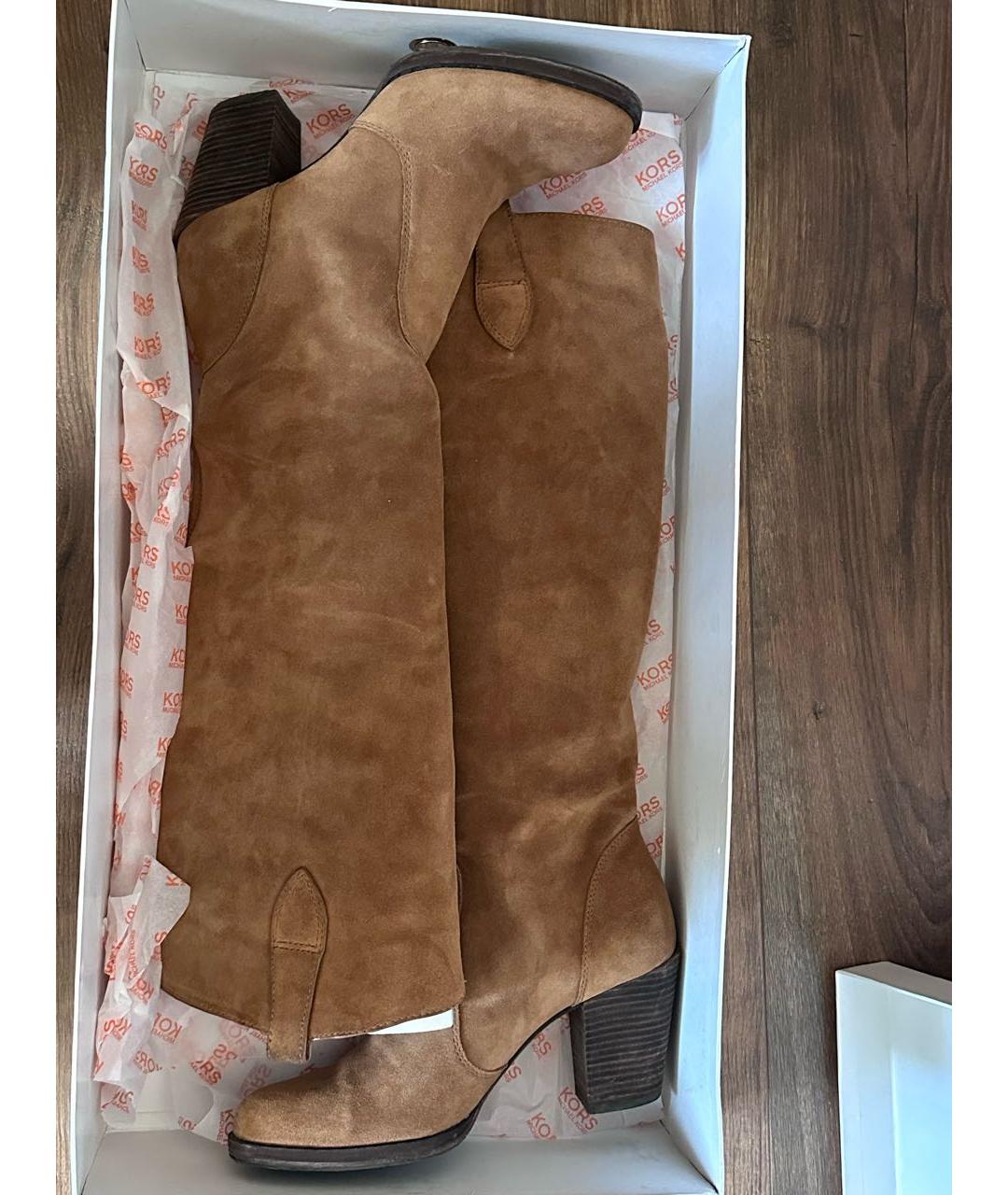 MICHAEL KORS Горчичные замшевые сапоги, фото 5