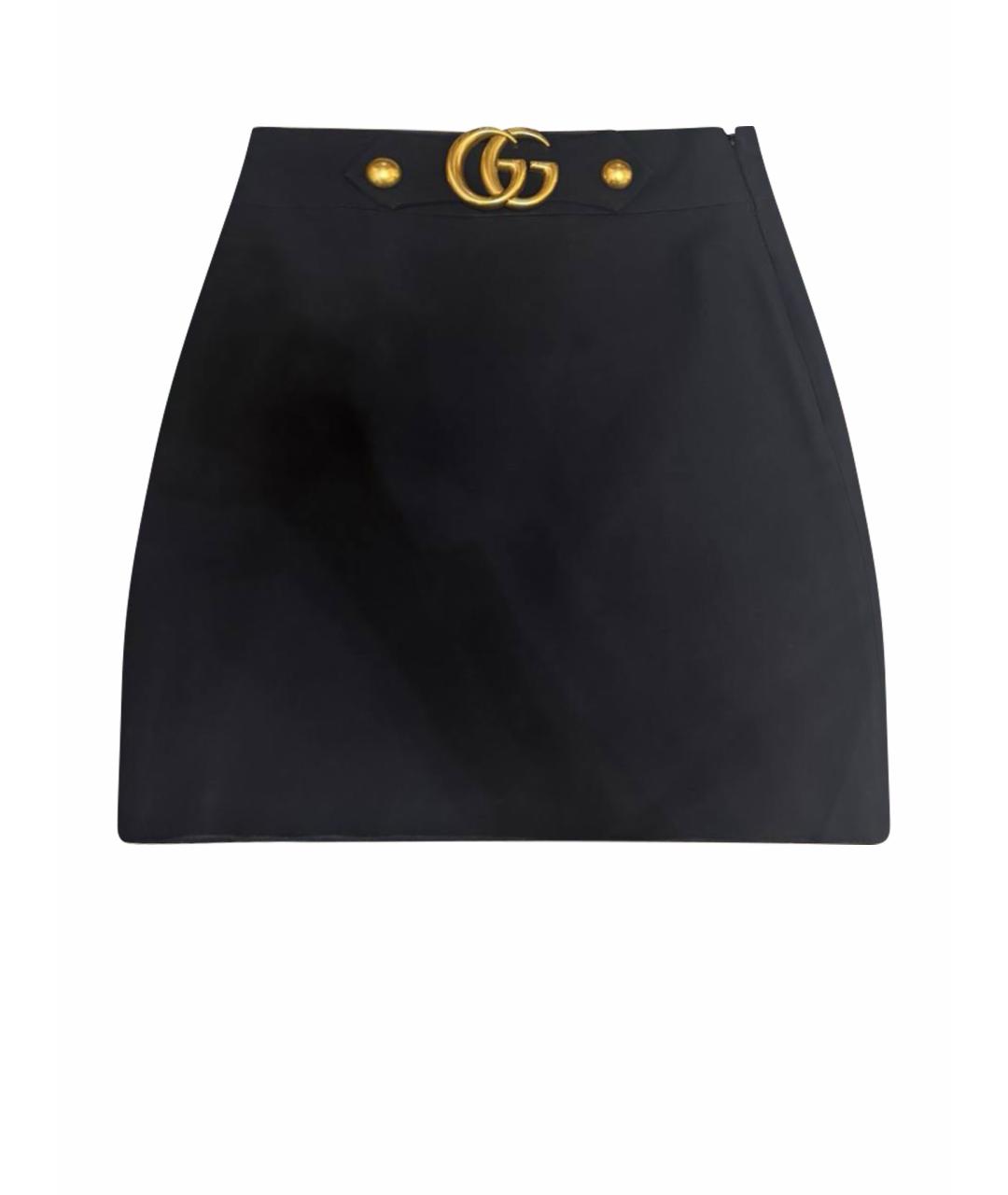 GUCCI Черная хлопковая юбка мини, фото 1