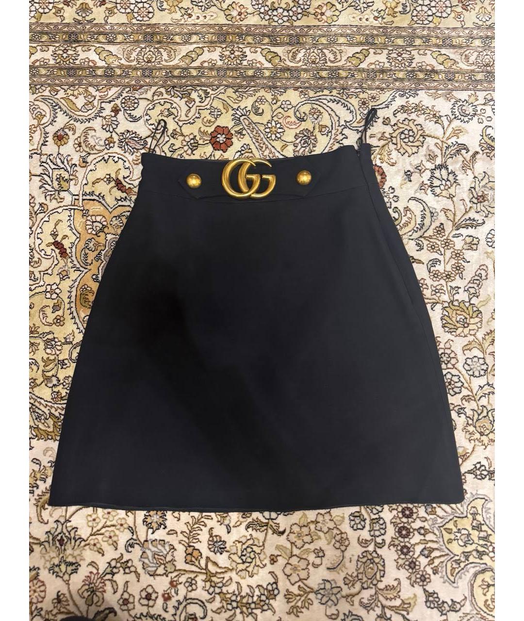 GUCCI Черная хлопковая юбка мини, фото 3