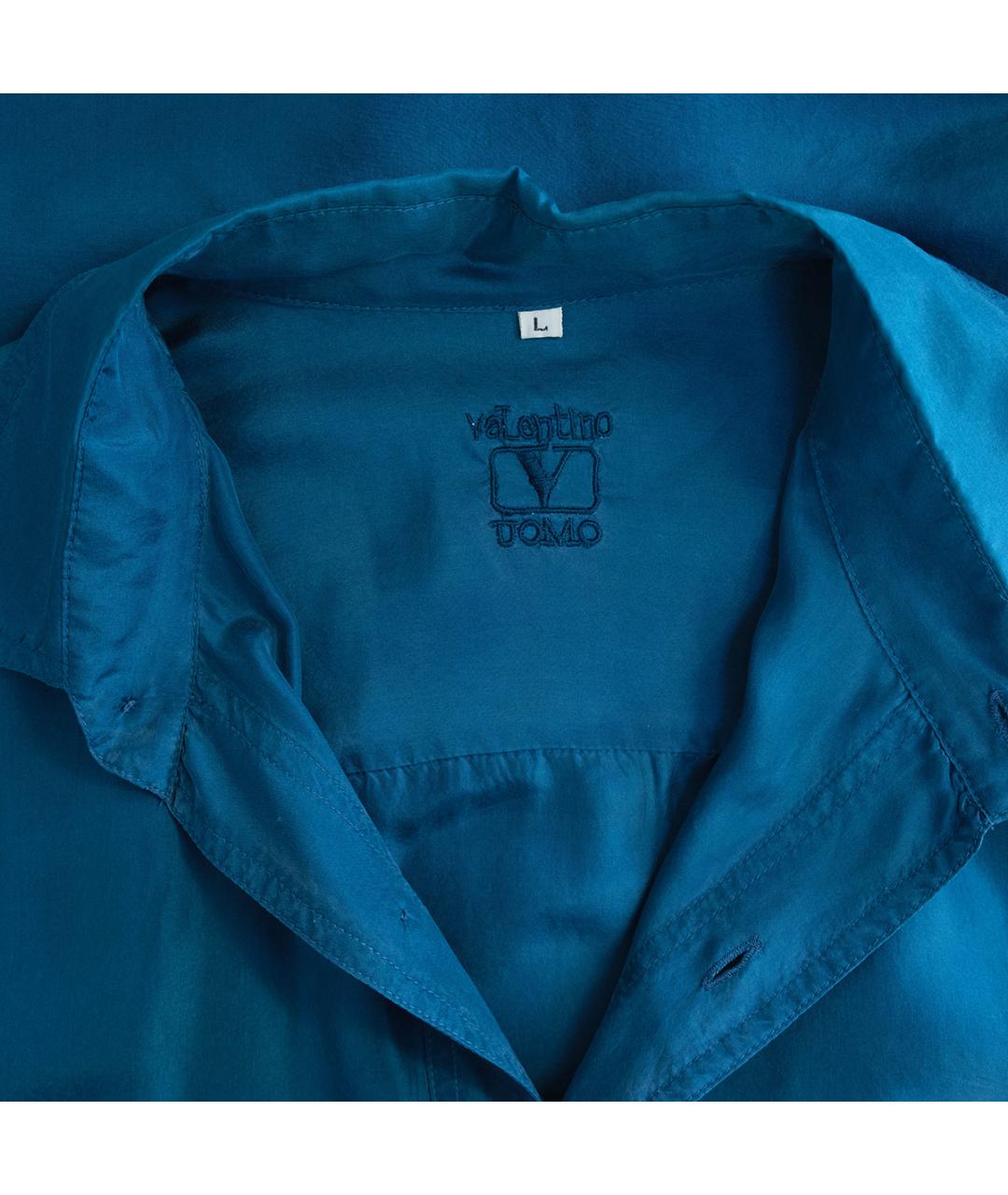 VALENTINO Бирюзовая шелковая блузы, фото 3