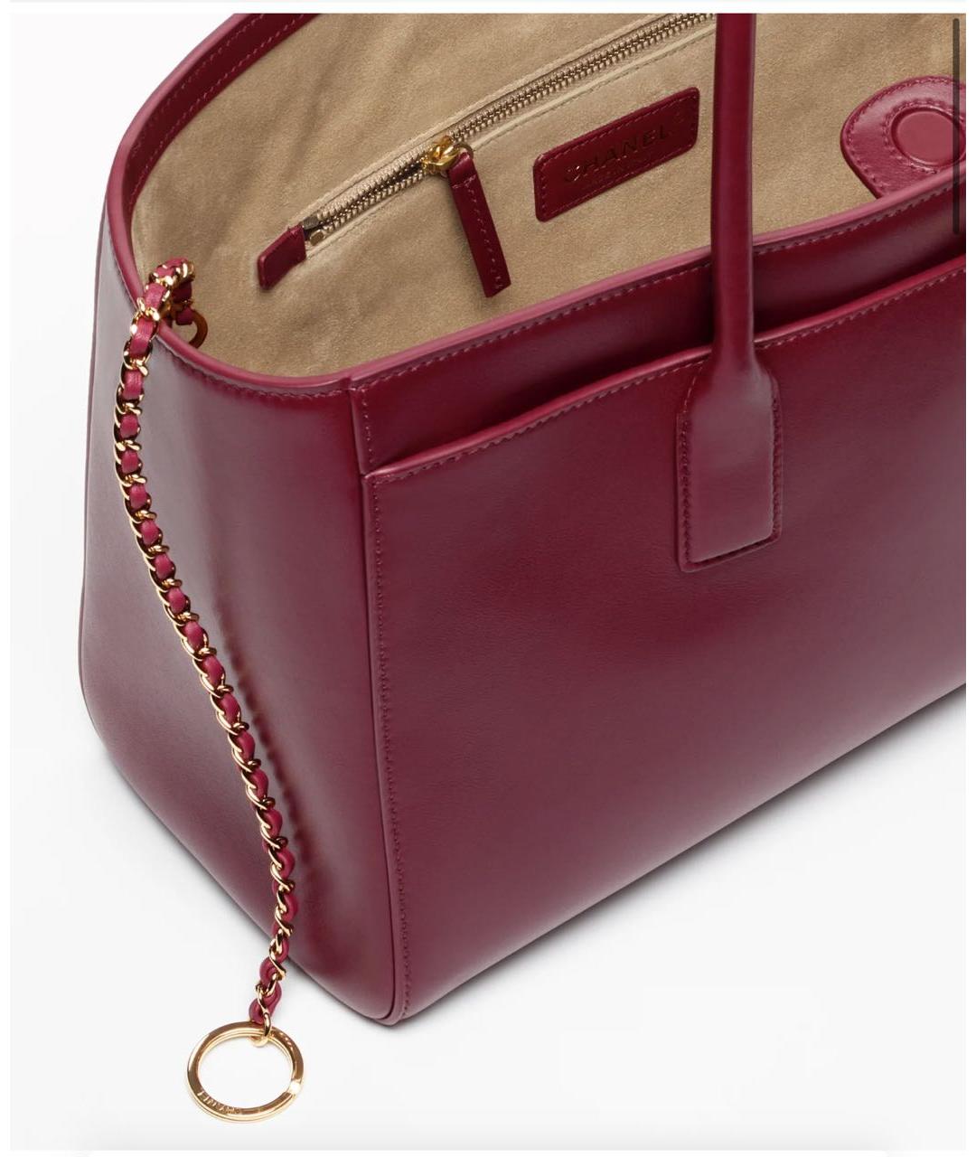 CHANEL Бордовая кожаная сумка с короткими ручками, фото 4