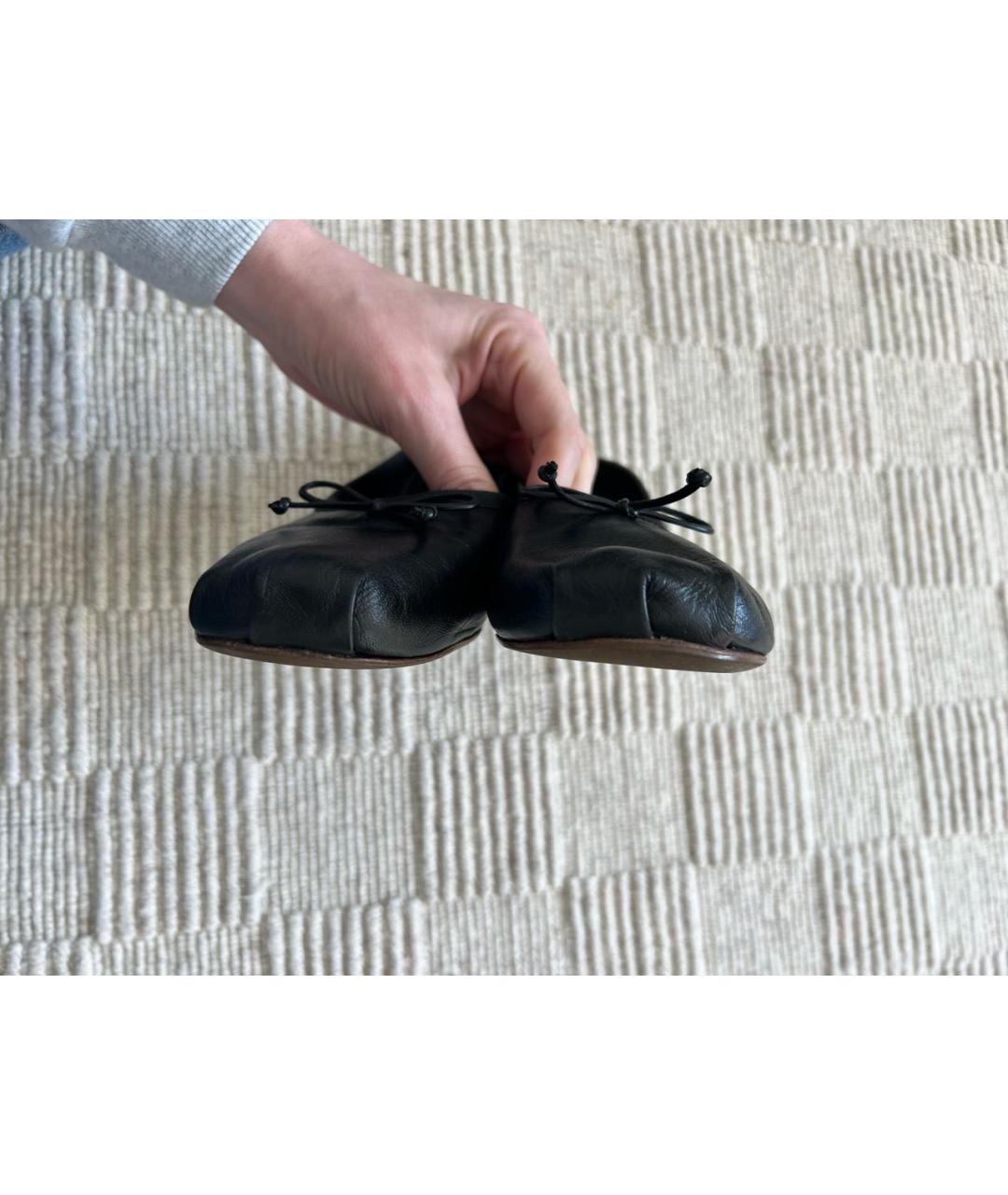 MIU MIU Антрацитовые кожаные балетки, фото 4
