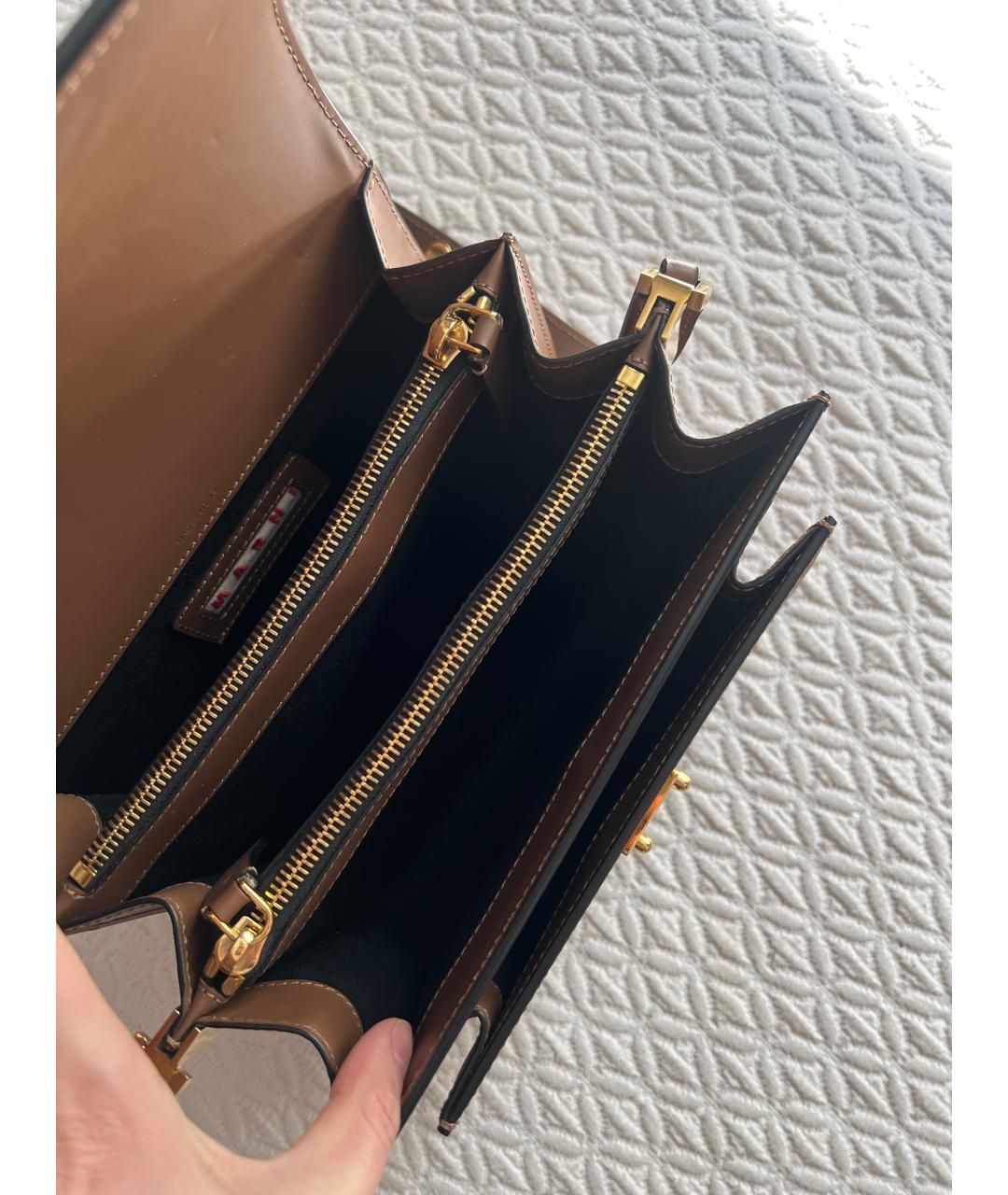 MARNI Коричневая кожаная сумка через плечо, фото 9