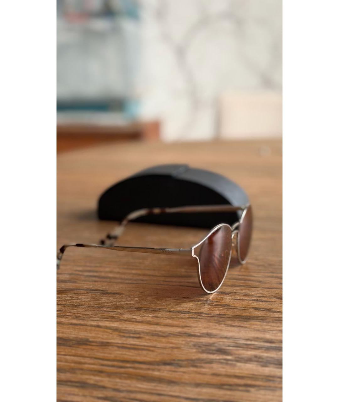 PRADA Коричневые металлические солнцезащитные очки, фото 2