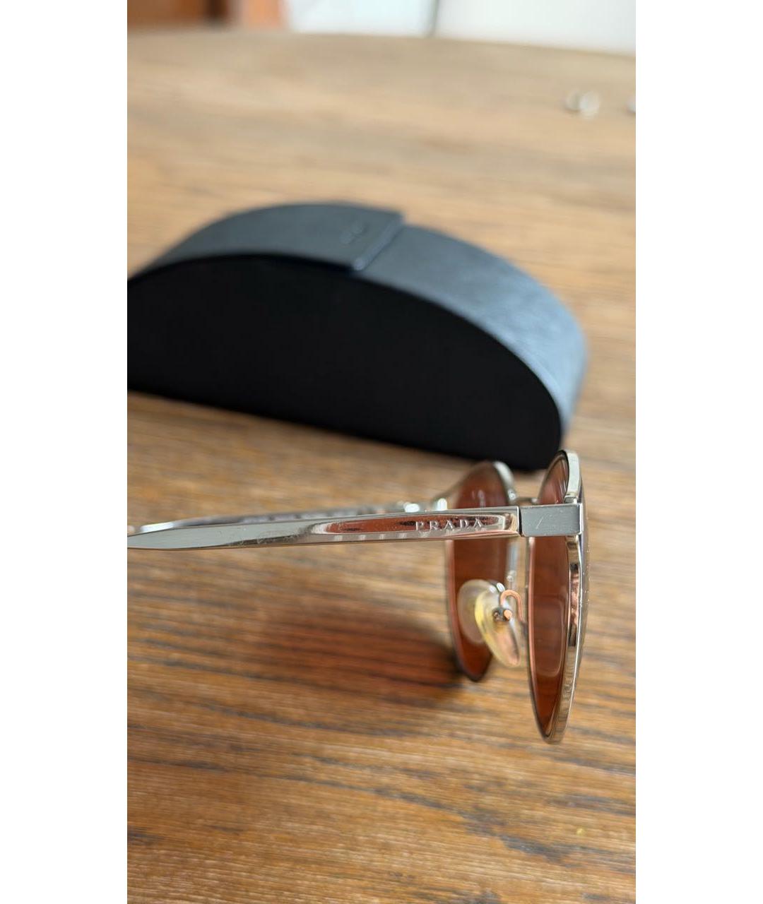 PRADA Коричневые металлические солнцезащитные очки, фото 3