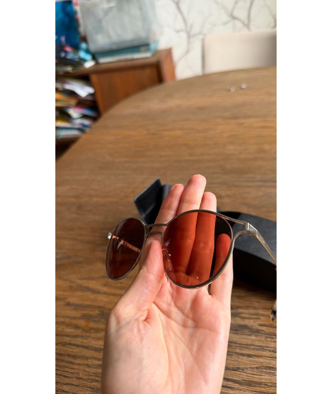 PRADA Коричневые металлические солнцезащитные очки, фото 6
