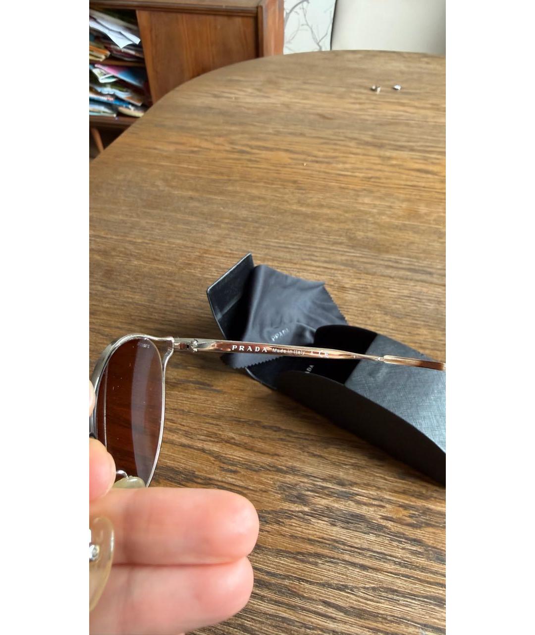 PRADA Коричневые металлические солнцезащитные очки, фото 5
