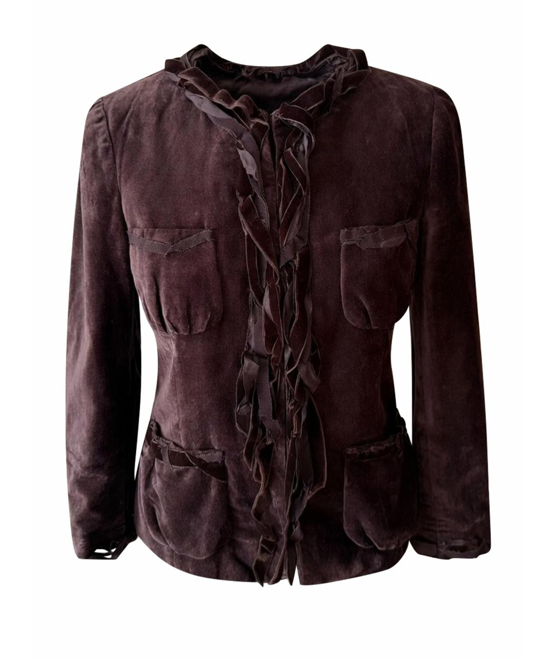 MOSCHINO Коричневый бархатный жакет/пиджак, фото 1