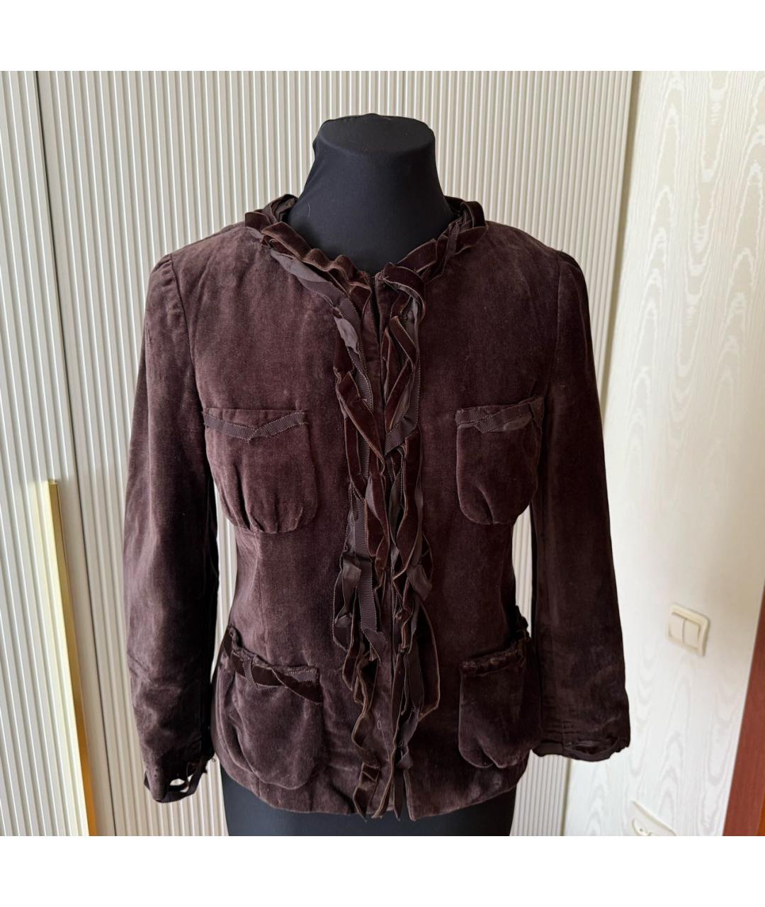 MOSCHINO Коричневый бархатный жакет/пиджак, фото 6