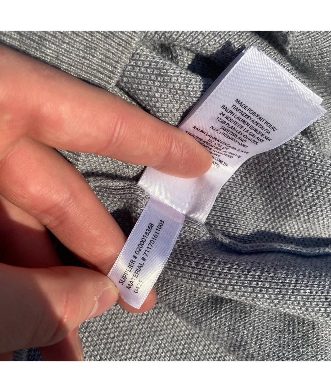 RALPH LAUREN Серый хлопковый джемпер / свитер, фото 6