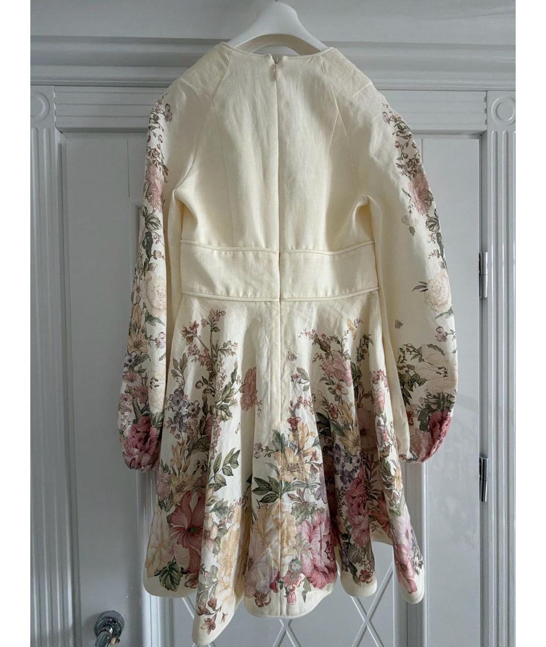 ZIMMERMANN Бежевое льняное коктейльное платье, фото 2