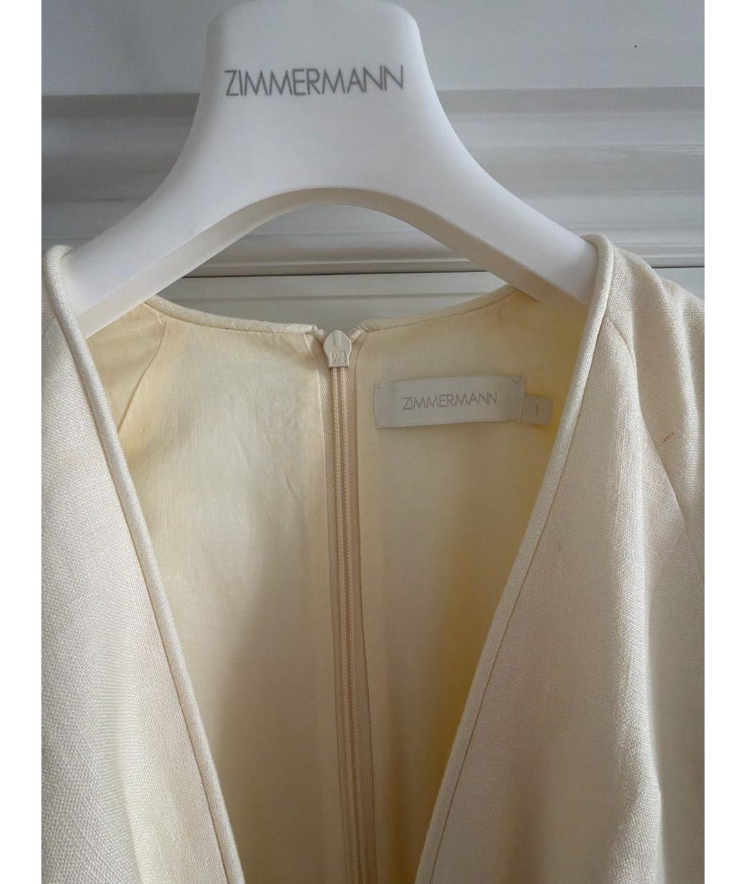 ZIMMERMANN Бежевое льняное коктейльное платье, фото 3