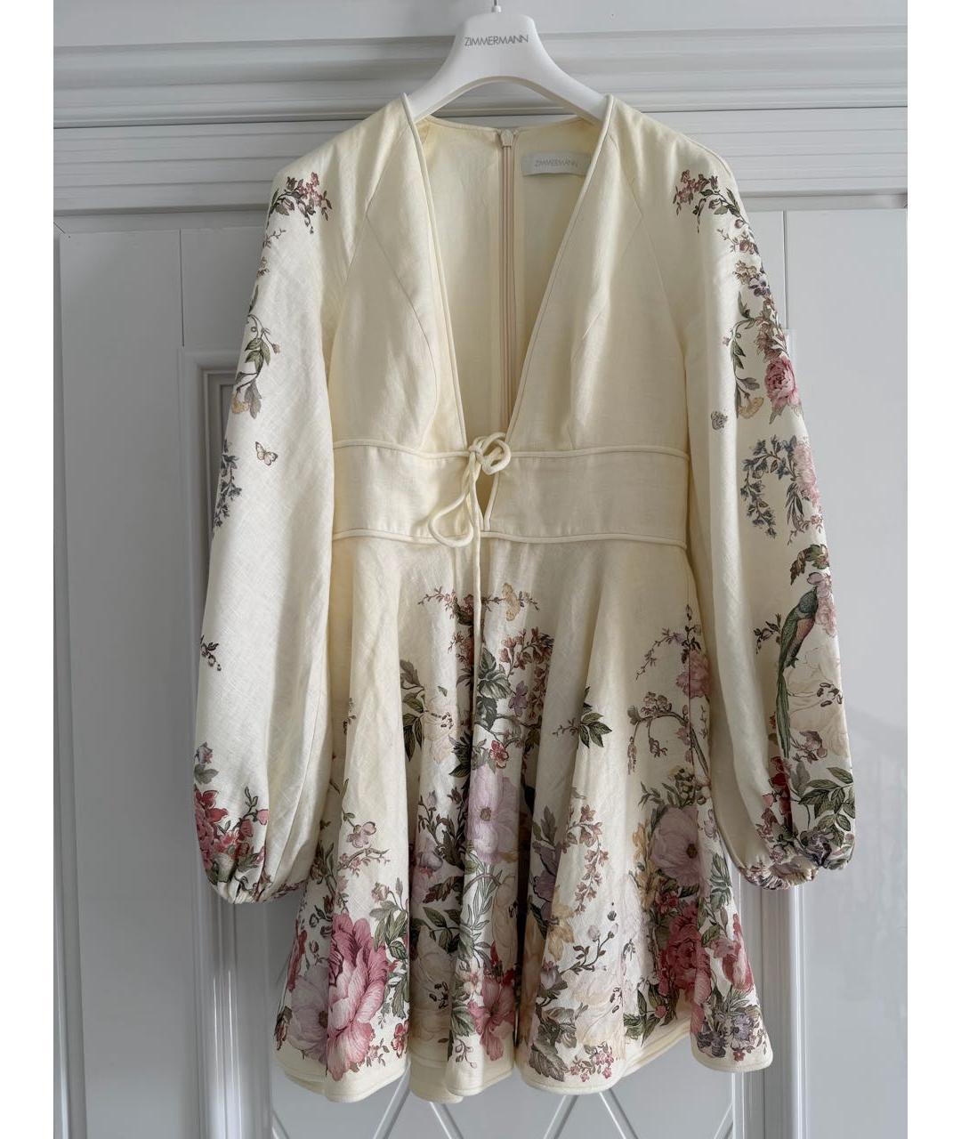 ZIMMERMANN Бежевое льняное коктейльное платье, фото 6