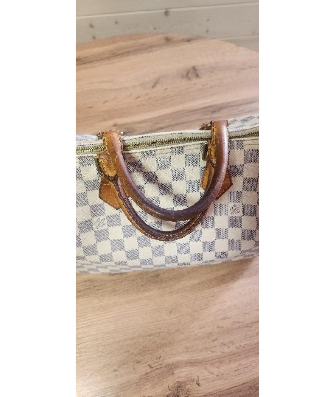 LOUIS VUITTON Белая кожаная сумка тоут, фото 7