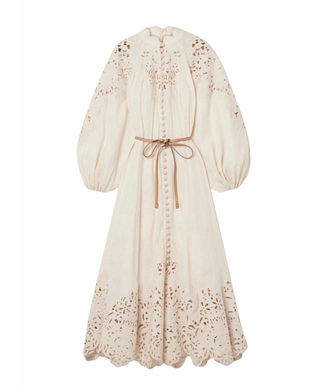 ZIMMERMANN Бежевый льняной сарафан, фото 1