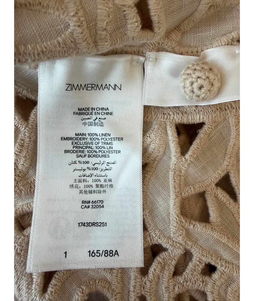 ZIMMERMANN Бежевый льняной сарафан, фото 6