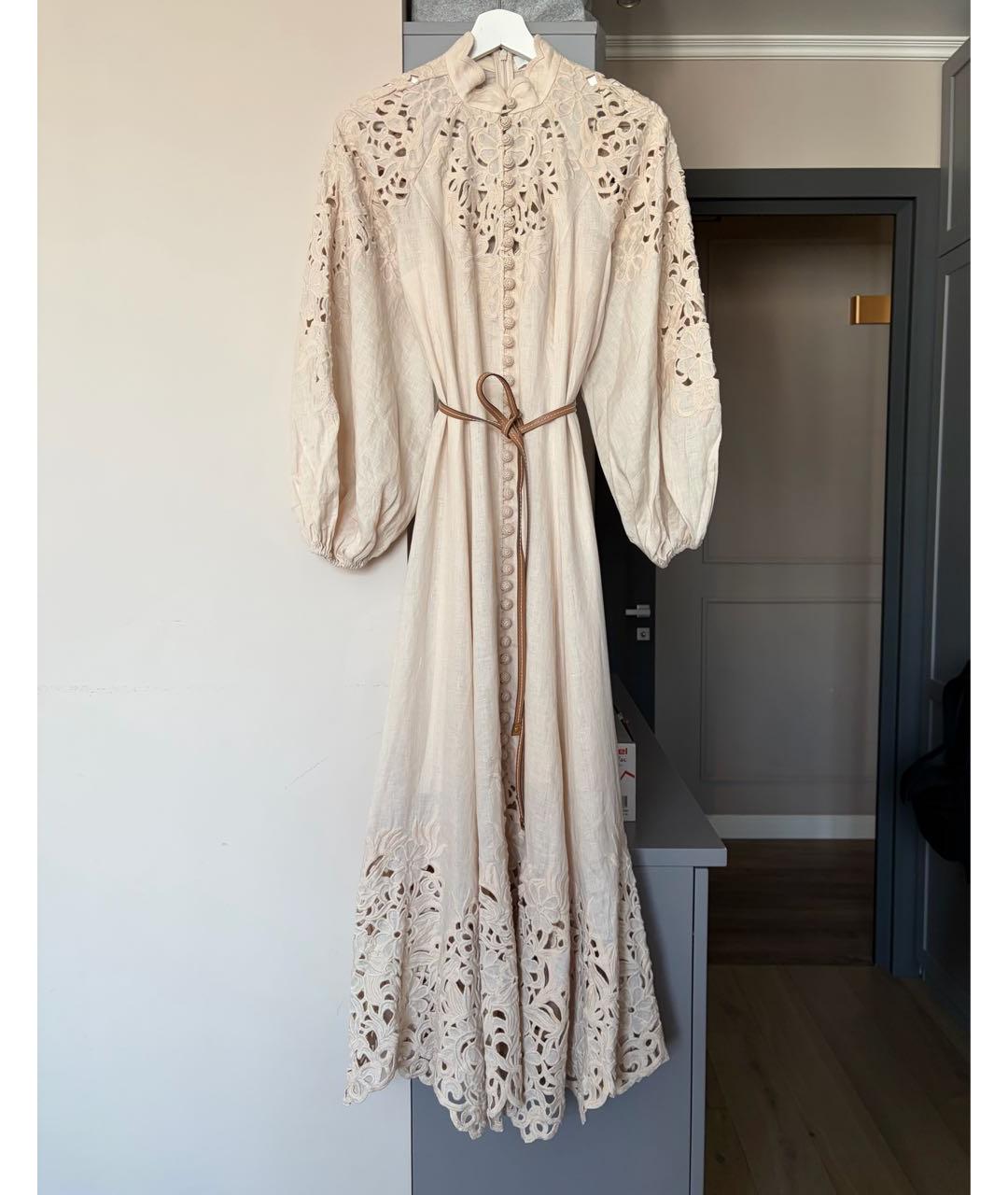 ZIMMERMANN Бежевый льняной сарафан, фото 2