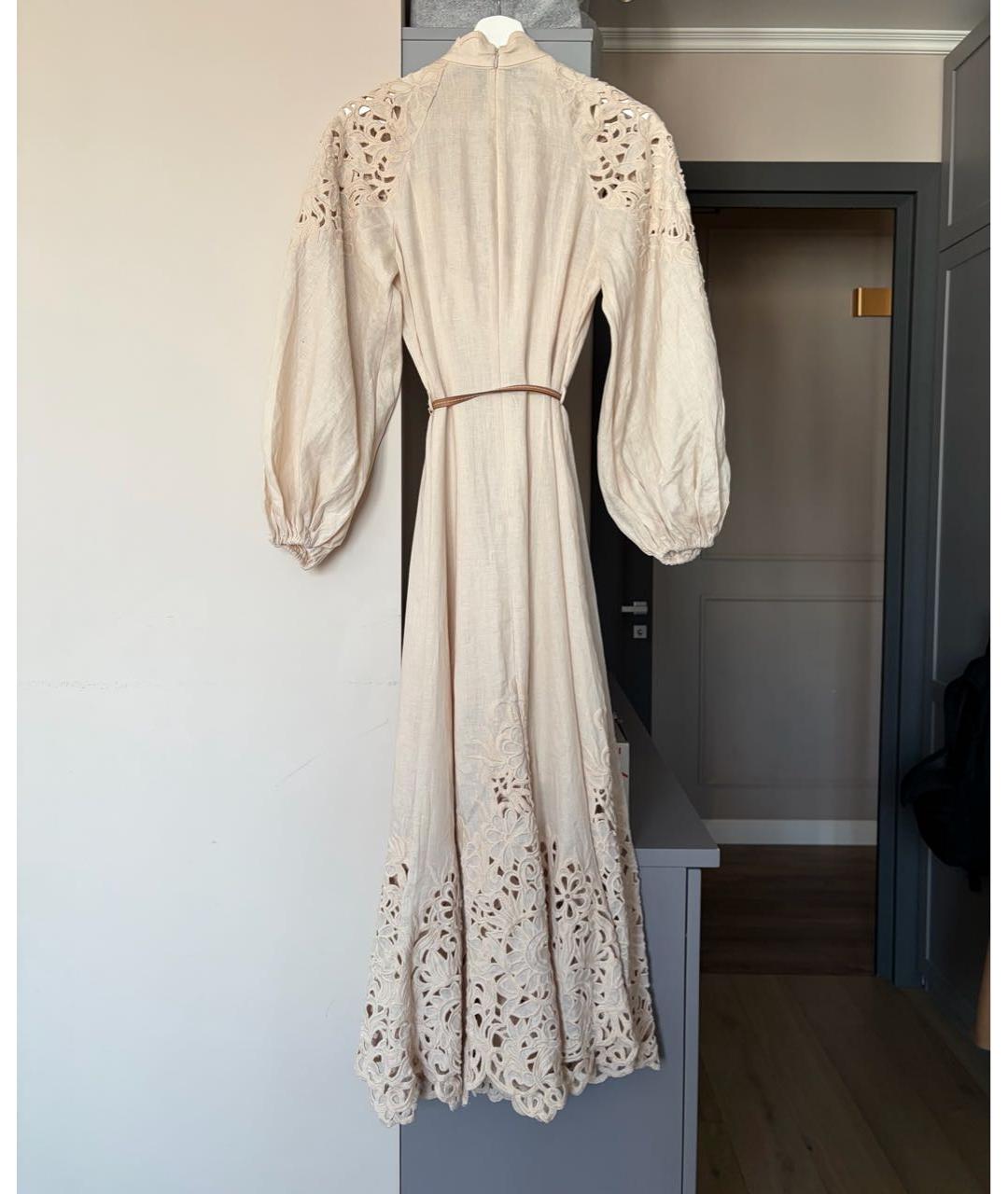 ZIMMERMANN Бежевый льняной сарафан, фото 3