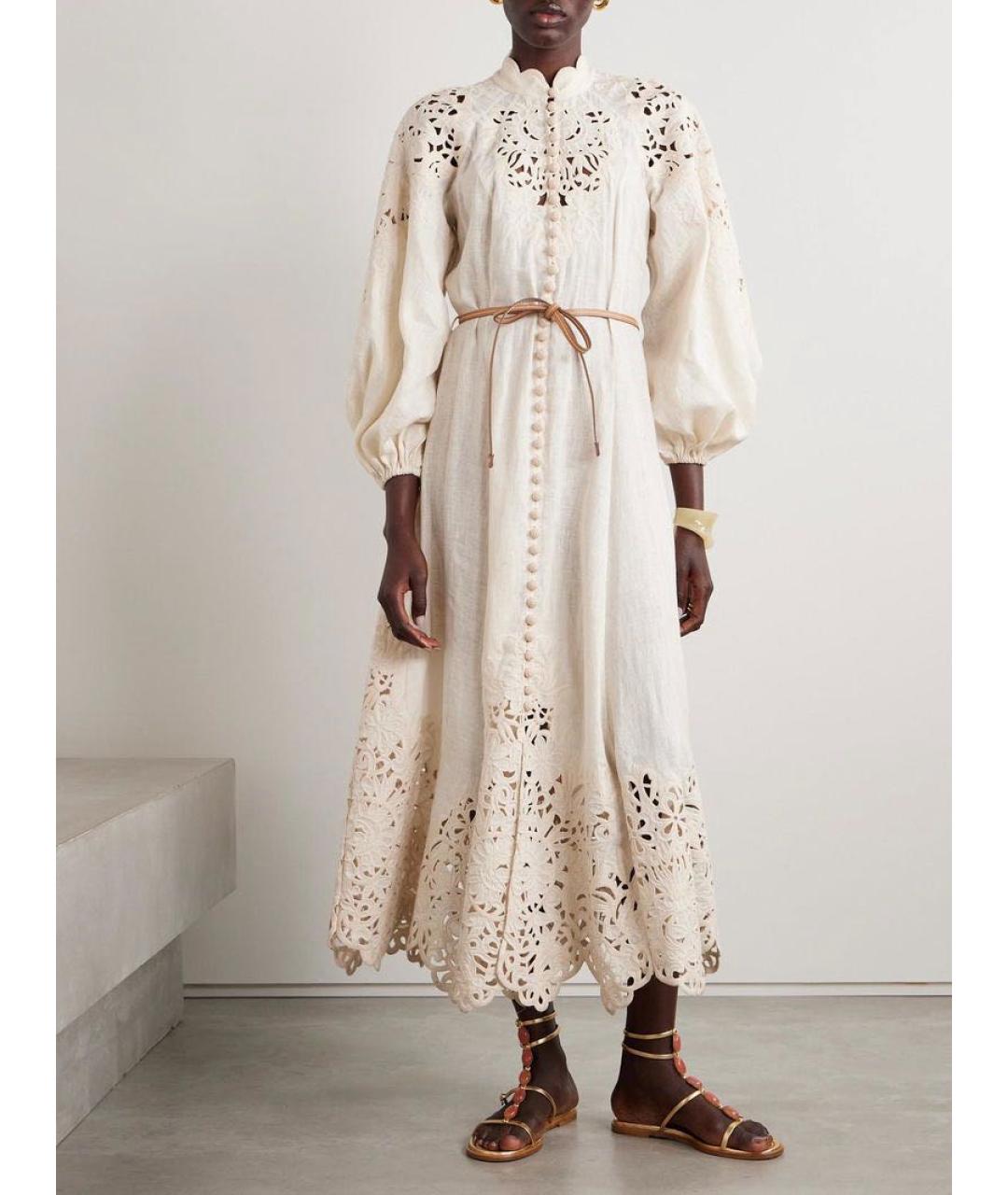 ZIMMERMANN Бежевый льняной сарафан, фото 7