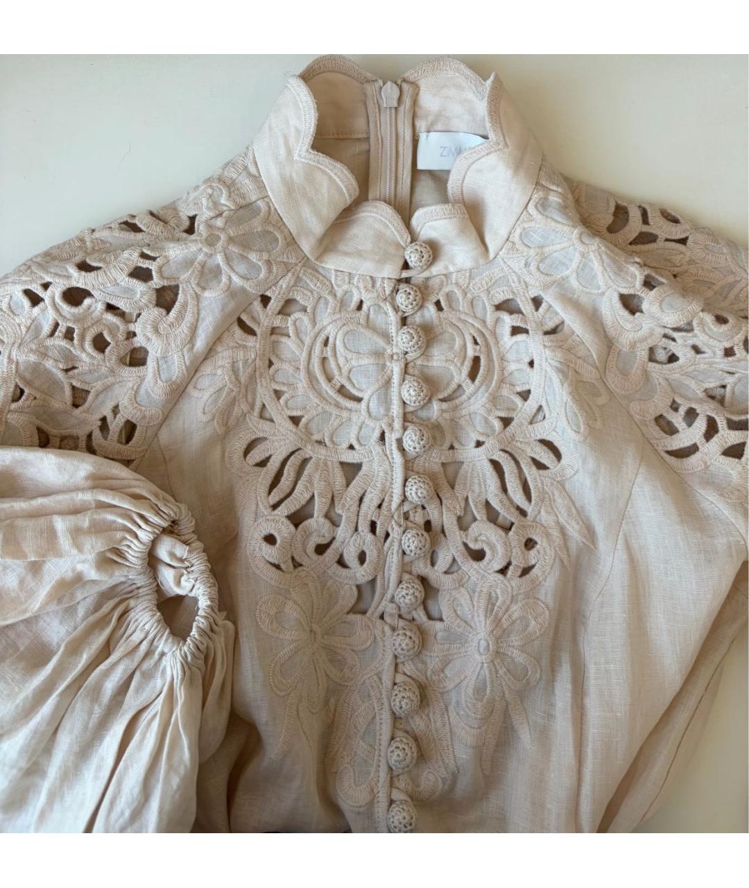 ZIMMERMANN Бежевый льняной сарафан, фото 4