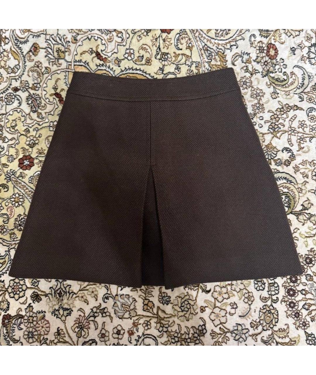 CELINE Коричневая шерстяная юбка мини, фото 4