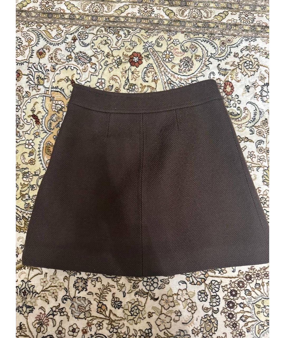 CELINE Коричневая шерстяная юбка мини, фото 2